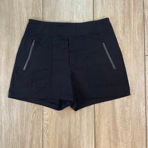 Athleta High Rise Running Shorts Women’s 6 Black Zip Pocket Athletic